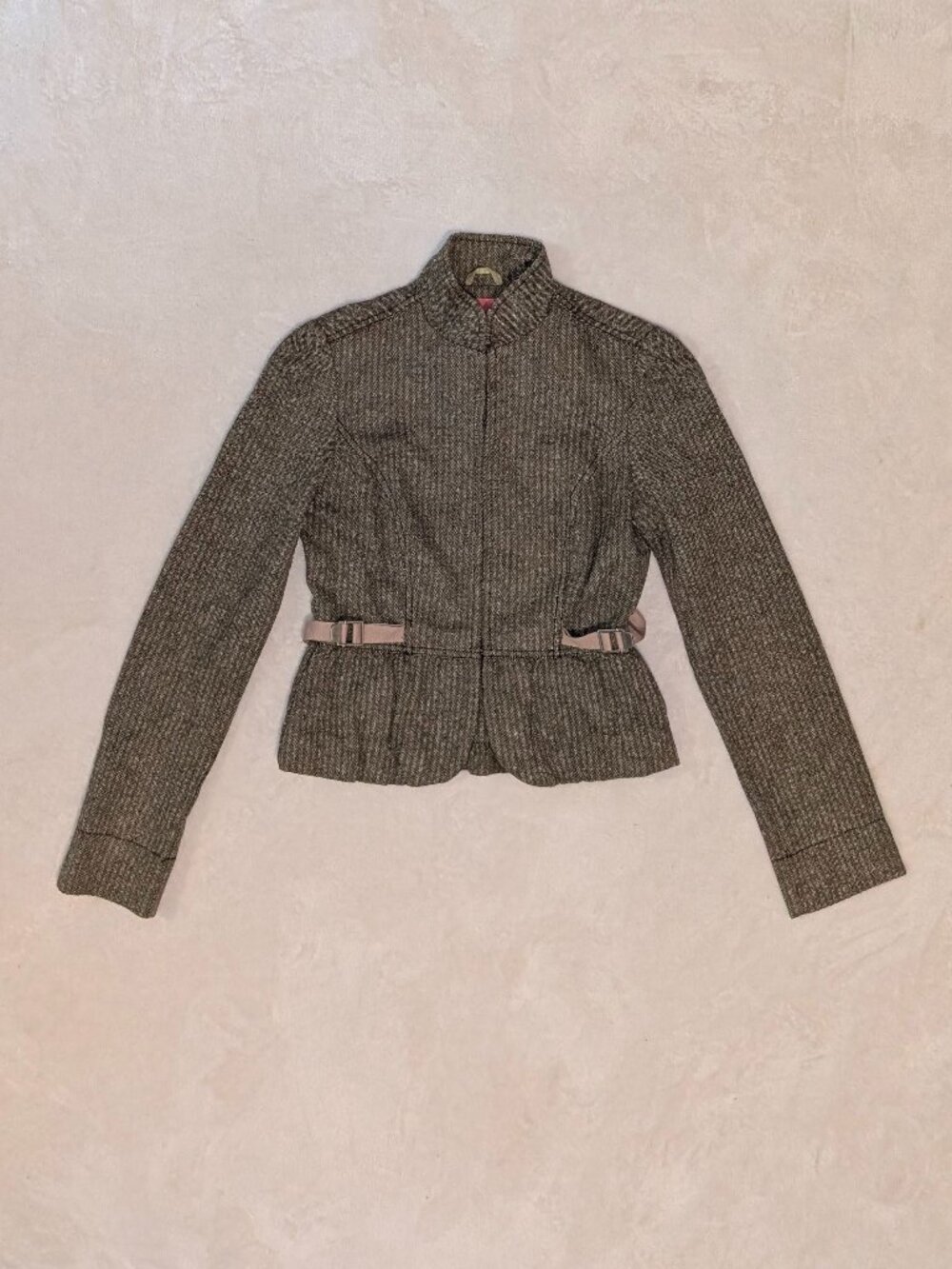 Lux Tweed Buckle Military Inspired Blazer Jacket